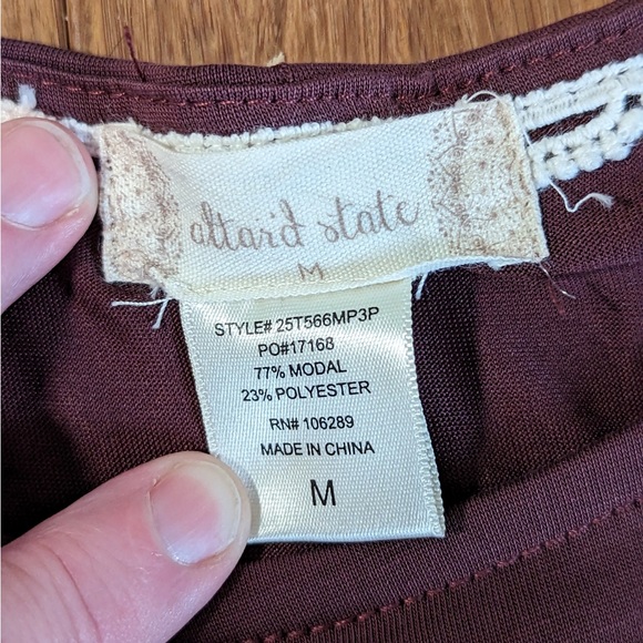 Altar'd State Long Sleeve Maroon Dress with Embroidered Design - Picture 11 of 12